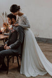 Chiffon A-line Two Pieces Long Sleeves Lace Wedding Dress, Wedding Gown, PW330 | bohemian wedding dresses | wedding dresses online | wedding dresses stores | promnova.com