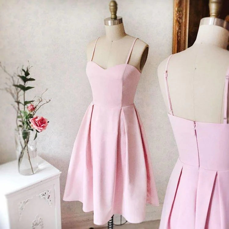 Sweetheart Neck Short Pink Prom Dresses Satin Homecoming Dresses US16 / As Picture Sweetheart Neck Short Pink Prom Dresses Satin Homecoming Dresses US16 / As Picture