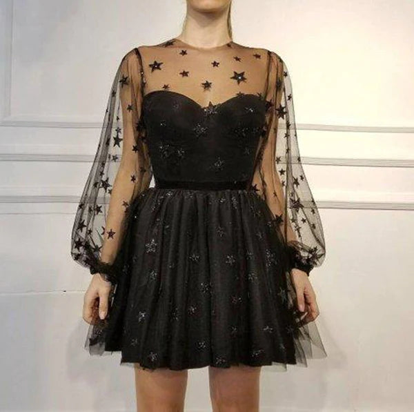 Cute Tulle Long Sleeves Short Homecoming Dresses PH361 | Promnova US6 / Custom Color Cute Tulle Long Sleeves Short Homecoming Dresses PH361 | Promnova US6 / Custom Color