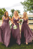 Dusty Purple Tulle Spaghetti Straps Bridesmaid Dresses, Wedding Party Dress, PB139 | cheap bridesmaid dresses | purple bridesmaid dress | simple bridesmaid dresses | promnova.com