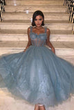 Gray Blue A Line Tulle Sweetheart Lace Prom Dresses, Evening Gowns, PL499 | tulle long prom dresses | lace prom dresses | evening dress | promnova.com