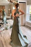 Gray Green Mermaid Sweep Train Bridesmaid Dresses, Wedding Guest Dress, PB124 | maid of honor's dress | mother of the bride dresses | wedding guest dresses | www.promnova.com​