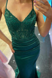 Green Mermaid Lace Top V Neck Long Prom Dresses, Evening Dresses, PL500 | green prom dress | cheap long prom dresses | lace prom dresses | promnova.com