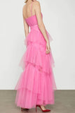 Hot Pink Tulle A Line Floor Length Simple Prom Dresses, Formal Dresses, PL533 | cheap long prom dresses | evening gown | prom dresses for teens | promnova.com