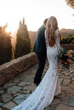 Ivory Lace Mermaid Rustic Long Sleeves Wedding Dresses, Wedding Gowns, PW297 | lace wedding dresses | beach wedding dresses | cheap wedding dresses online | promnova.com