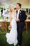 Ivory Lace Mermaid V-neck Country Wedding Dresses, Wedding Gowns PW275