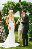 Ivory Lace Mermaid V-neck Country Wedding Dresses, Wedding Gowns PW275 | ivory lace wedding dresses | bridal outfit | wedding dresses near me | www.promnova.com