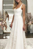 Ivory Satin A Line Wedding Dresses With Lace Appliques, Bridal Gown, PW327 | wedding dresses stores | bridal outfits | wedding dresses near me | promnova.com