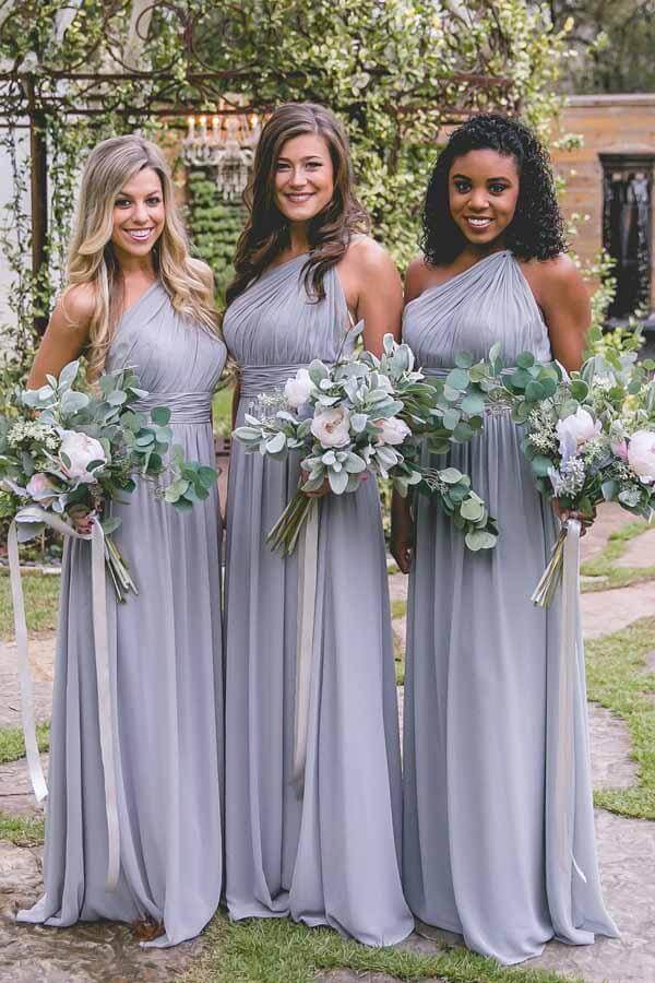 Lavender Chiffon One Shoulder Bridesmaid Dresses, PB175 | promnova.com US16 / Custom Color Lavender Chiffon One Shoulder Bridesmaid Dresses, PB175 | promnova.com US16 / Custom Color