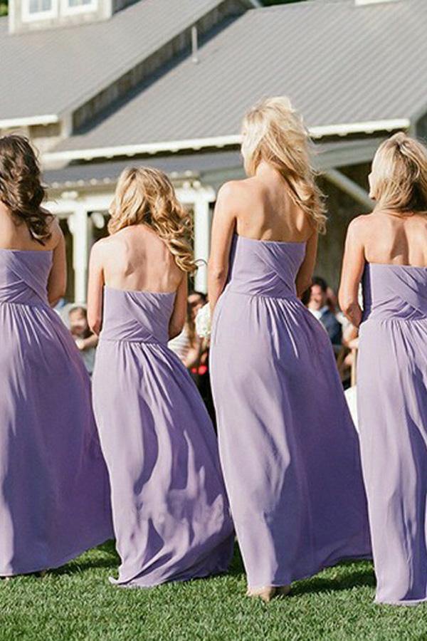 Lavender Chiffon A Line Sweetheart Backless Long Bridesmaid Dresss, PB165 | cheap bridesmaid dresses | wedding party dress | maid of honor's dress | promnova.com