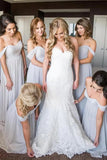 Light Gray Chiffon A Line Off Shoulder Bridesmaid Dress, Wedding Party Dress, PB164 | budget bridesmaid dress | junior bridesmaid dresses | maid of honor's dress | promnova.com