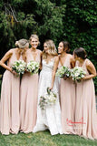 Light Pink Chiffon A Line V Neck Bridesmaid Dresses, Wedding Party Dress, PB169 | plus size bridesmaid dress | boho bridesmaid dresses | cheap bridesmaid dresse | promnova.com