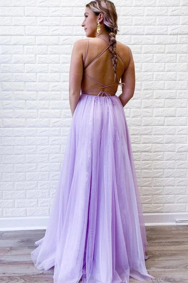 Light Purple A Line Spaghetti Straps Lace Prom Dress PL428 | Promnova US10 / As Picture Light Purple A Line Spaghetti Straps Lace Prom Dress PL428 | Promnova US10 / As Picture