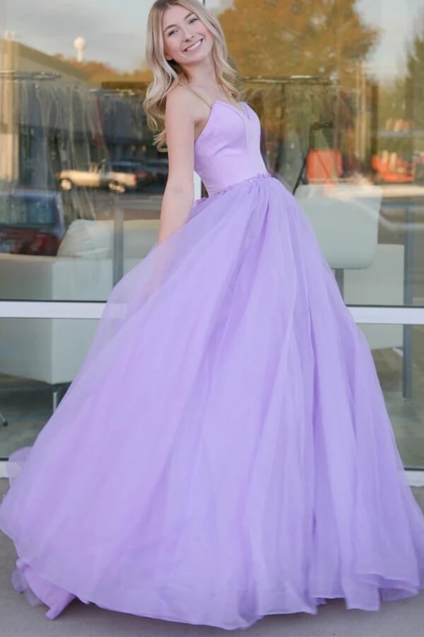Lilac Tulle Ball Gown Sweetheart Simple Prom Dresses Evening Dresses, PL516 | cheap prom dresses | party dress | tulle prom dresses | promnova.com