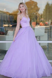 Lilac Tulle Ball Gown Sweetheart Simple Prom Dresses, Evening Dresses, PL516