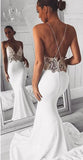 Mermaid Lace Top Spaghetti Straps Beach Wedding Dresses, Bridal Gown, PW344 | Satin wedding dresses | wedding gowns | sexy wedding dress | promnova.com