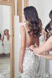 Mermaid Open Back Lace Appliqued Wedding Dresses, Wedding Gowns, PW279 | cheap wedding dress online | wedding dresses near me | summer wedding dresses | www.promnova.com