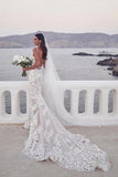 Mermaid Open Back Lace Appliqued Wedding Dresses, Wedding Gowns, PW279