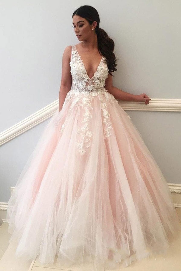 Mint Green Tulle A Line V Neck Prom Dresses with Lace PL409 | Promnova US16W / Mint Green Mint Green Tulle A Line V Neck Prom Dresses with Lace PL409 | Promnova US16W / Mint Green