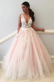 Mint Green Tulle A Line V Neck Prom Dresses with Lace, Evening Dress PL409 | lace prom dresses | cheap prom dresses | party dresses | evening dresses | formal dresses | www.promnova.com
