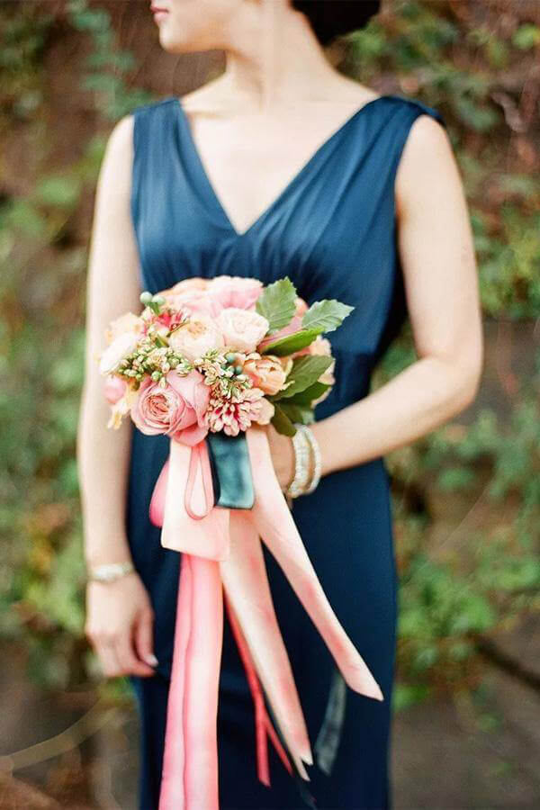 Navy Blue A Line V Neck Long Bridesmaid Dresses PB137 | promnova.com US14 / Custom Color Navy Blue A Line V Neck Long Bridesmaid Dresses PB137 | promnova.com US14 / Custom Color