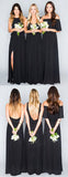 Elegant Black Chiffon Mismatched Bridesmaid Dresses,Cheap Party Dress,PB107