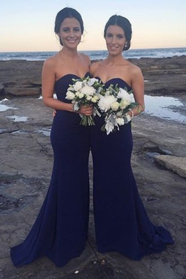 sweep train bridesmaid dresses Sexy Sweetheart Mermaid With Pleats – Promnova These modest bridesmaid dresses feature a mermaid silhouette and a beautiful sweep train Mermaid Sequins Sweep Train Bridesmaid