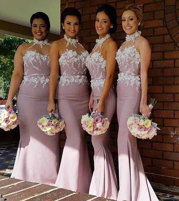 Newest Halter Sleeveless Mermaid Bridesmaid Dress Lace Appliques - size 8 by Dorris Wedding Newest Halter Sleeveless Mermaid Bridesmaid Dress Lace Appliques - size 8 by Dorris Wedding