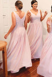 Chiffon Plus Size A-line Bridesmaid Dresses,Light Pink Wedding Party Dresses PB116
