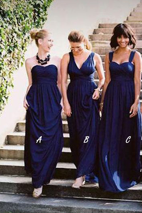 Dark Royal Blue Mismatched Bridesmaid Dresses, Jersey Long Bridesmaid Dress PB117