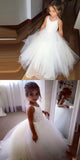 White Tulle Hot Sale Spaghetti Lace Top Flower Girl Dresses For Wedding Party at promnova.com