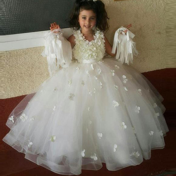 Cute A-line Sleeveless Princess Floor-length Wedding Flower Girl Dress PF104