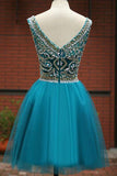 Green Homecoming Dress, Green A -line Round Neck Tulle Short Prom Dress, PH105