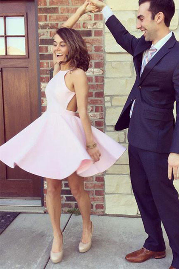 cute party dress Light Champagne Short Dress, Cute Prom US 10 / Light Champagne with its off Simple Pink Homecoming Dresses, Short