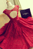 Luxurious Red Lace Cheap A-line Scoop Short Homecoming Dresses,PH118