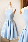 Light Blue Cute A-Line Halter Homecoming Dress,Short Prom Dress, PH119