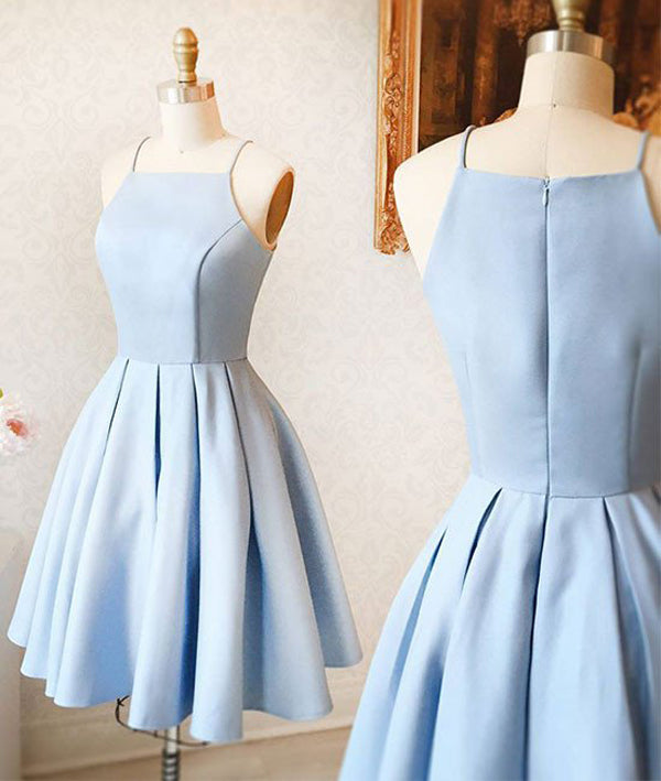 Light Blue Cute A-Line Halter Homecoming Dress,Short Prom Dress, PH119