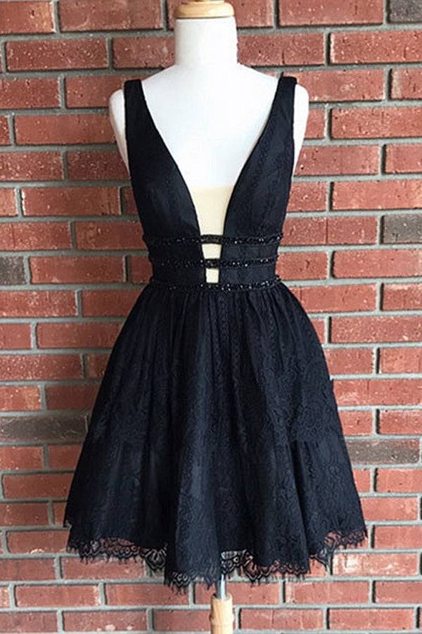 Black Lace Cute Homecoming Dress,Short V Neck Short Prom Dresses US20W / As Picture Black Lace Cute Homecoming Dress,Short V Neck Short Prom Dresses US20W / As Picture