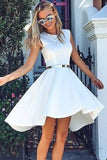 White Trendy High Low Homecoming Dress,Fashion Short Prom Dresses,PH129