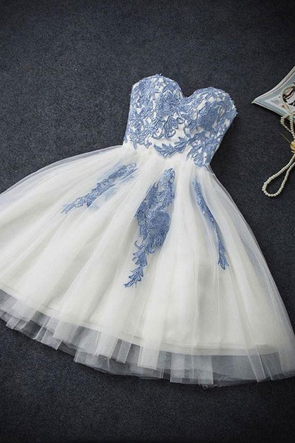 Charming Cute Tulle Homecoming Dress,Elegant Lace Prom Dresses Short, PNH233