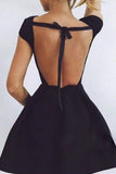 Black Short Homecoming Dresses, Round Neck Backless Cocktail Dresses, SH235