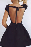 Black Short Homecoming Dresses, Round Neck Backless Cocktail Dresses, SH235