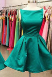 Sleeveless A-Line Bateau Open Back Hunter Short Homecoming Dress, SH242
