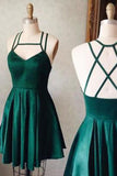 A-Line Homecoming Dresses,Satin Tie Back Sleeveless Short Prom Dresses, SH243