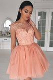 Pink Appliques Homecoming Dress Chiffon Short Prom Dress Party Dress,PH273
