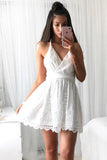 Sexy White Criss-Cross Straps Short Tulle Homecoming Dress Party Dress, PH284
