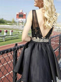 www.promnova.com|A-line V-neck Sexy Little Black Short Prom Dress Chic Homecoming Dress,PH305