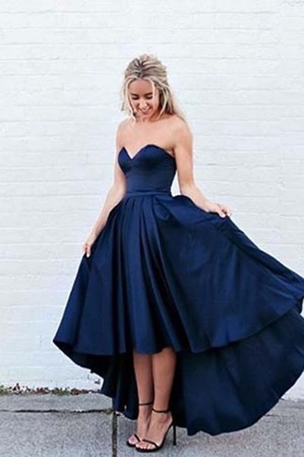Sweetheart Royal Blue High Low Prom Dresses Homecoming Dresses US10 / As Picture Sweetheart Royal Blue High Low Prom Dresses Homecoming Dresses US10 / As Picture