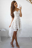 A-line White Lace High low Prom Dress Lace Homecoming Dress,PH317 from promnova.com
