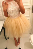 Sleeveless Lace Tulle Short Prom Dress Homecoming Dress,PH323